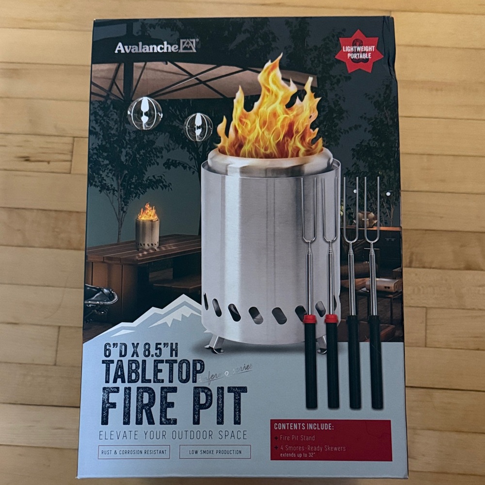 Avalanche Silver Tabletop Fire Pit Set
